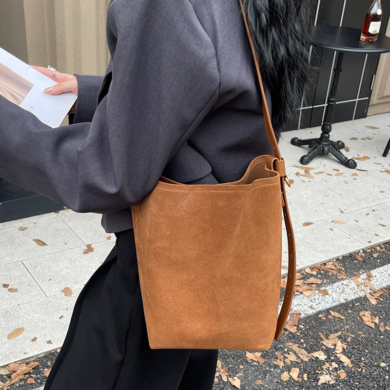 Women's Frosted Cowhide Commuter Large Capacity Idle Style Underarm Bags