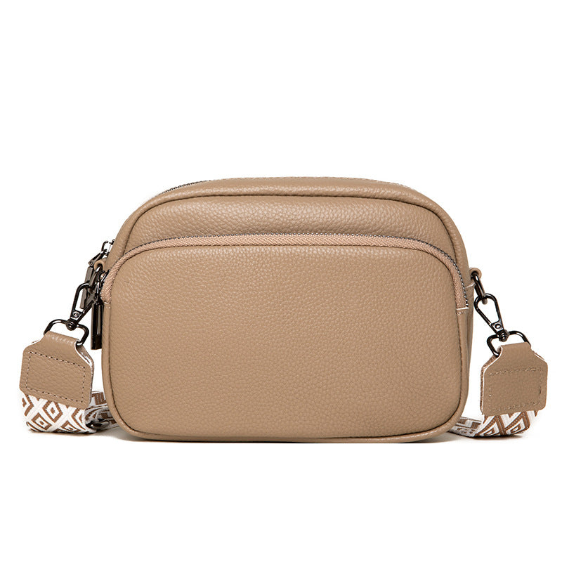 Women's Layer Cowhide Fashion Simple Litchi Pattern Shoulder Bags