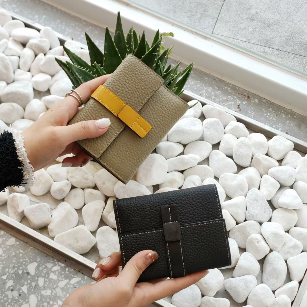 Korean Style Color Matching Top Layer Ladies Wallets