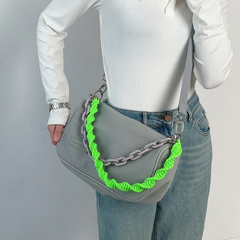 Macaron Female Fashion Grid Chain Large Shoulder Bags