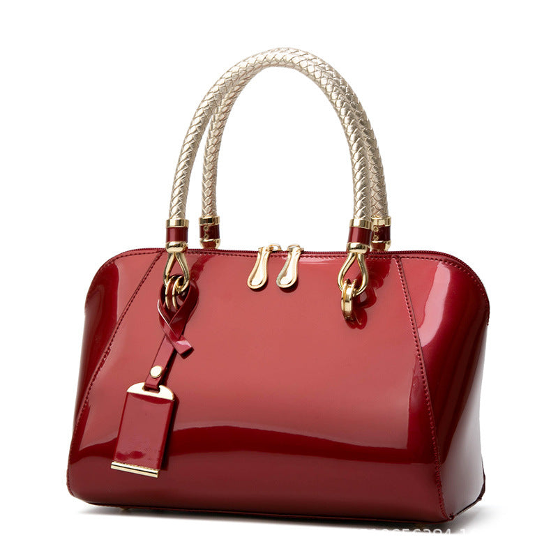 Women's Bright Leather Portable Fashion Korean Style Bags