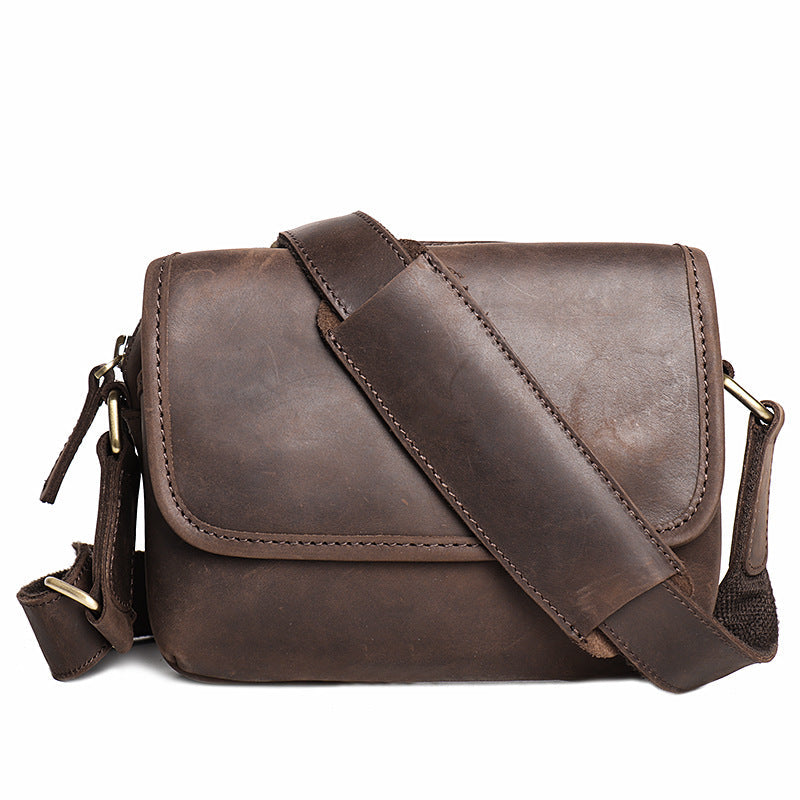 Women's & Men's Crazy Horse Leather Retro Large Capacity Small Square Bags