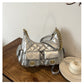 Women's Diamond Pattern Chain Design Motorcycle Underarm Crossbody Bags