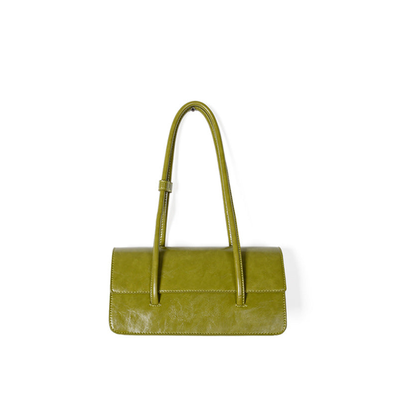 Women's Design Oil Wax Leather Underarm Advanced Texture Shoulder Bags