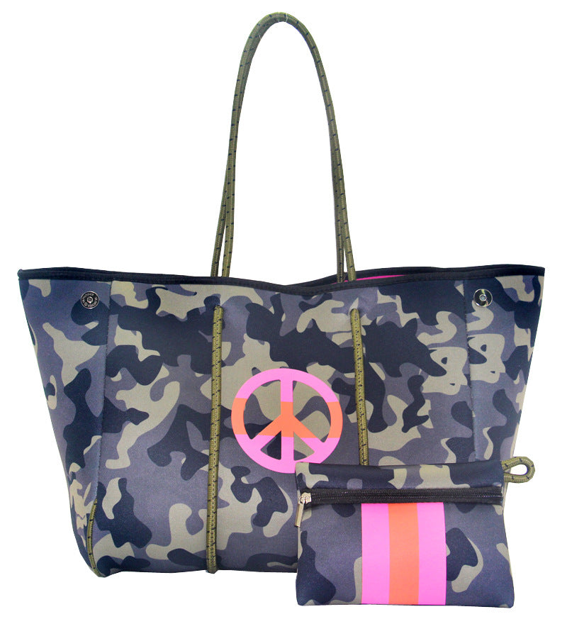 Leopard Print Printed Black Portable Beach Shoulder Bags