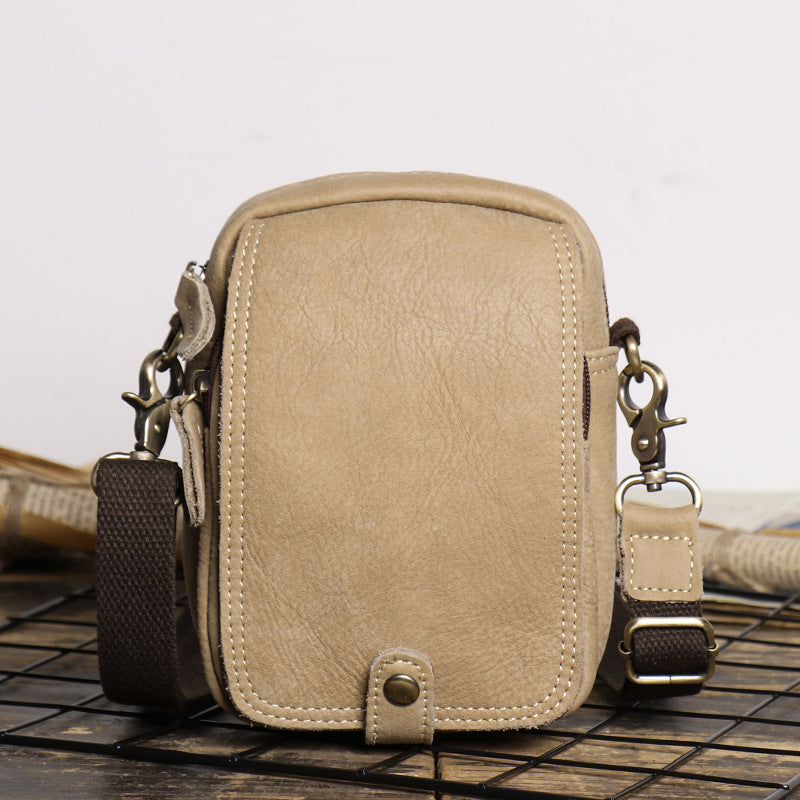 Men's Leather Frosted Cowhide Hanging Handmade Multifunctional Men's Shoulder Bags