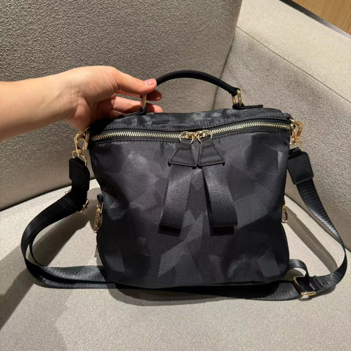 Medium Saddle Nylon Cloth Fashion Camouflage Crossbody Bags