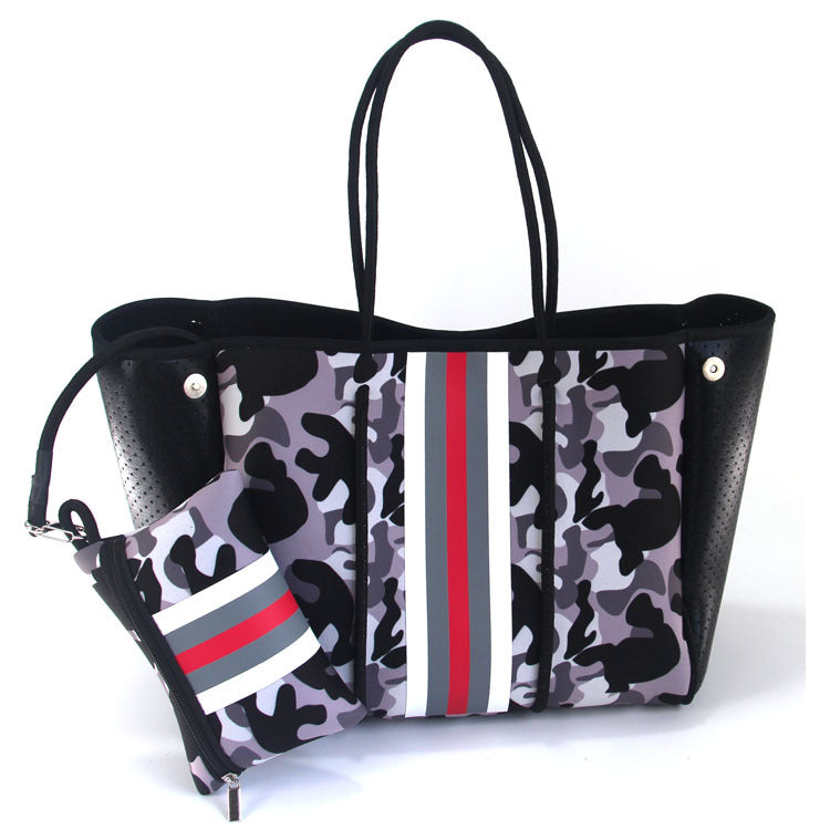 Leopard Print Printed Black Portable Beach Shoulder Bags