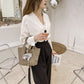 Women's Basket Fashion Portable Soft Leather Lychee Handbags