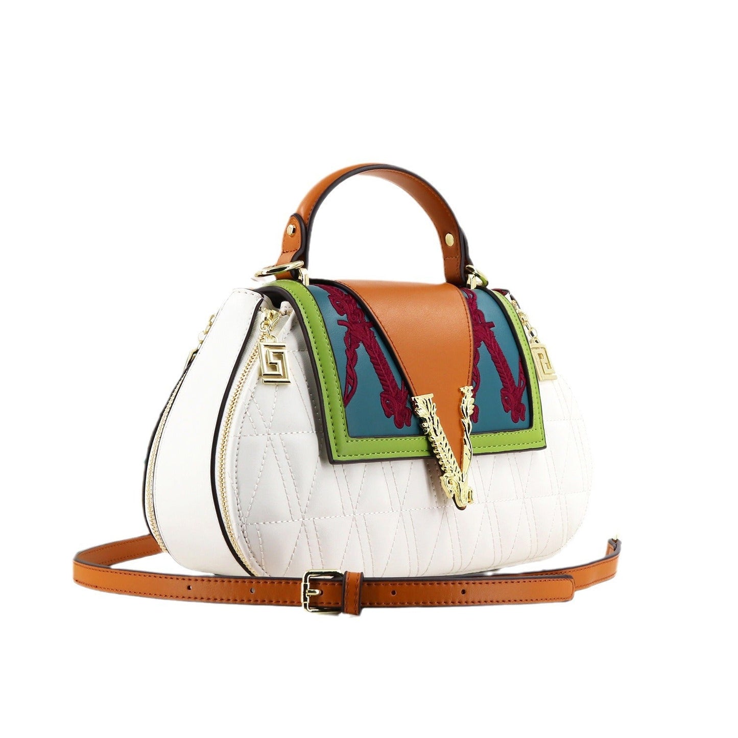 Women's Contrast Color Portable Light Luxury V Handbags