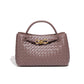 Women's Design Metal Cord Fastener Authentic Leather Weave Portable Shoulder Bags
