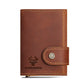 Men's Crazy Horse Leather Automatic Metal Cartridge Card Holder