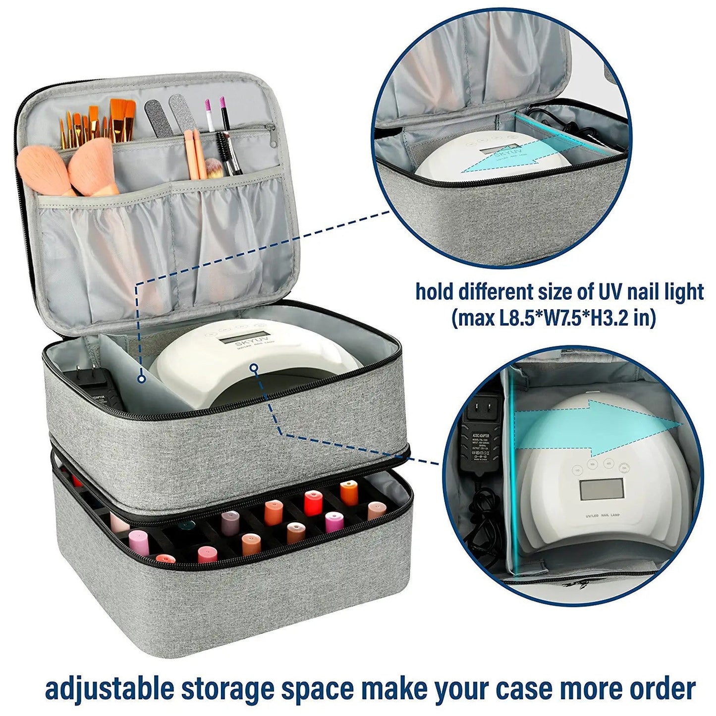 Polish Portable Can Hold Bottle Double Cosmetic Bags