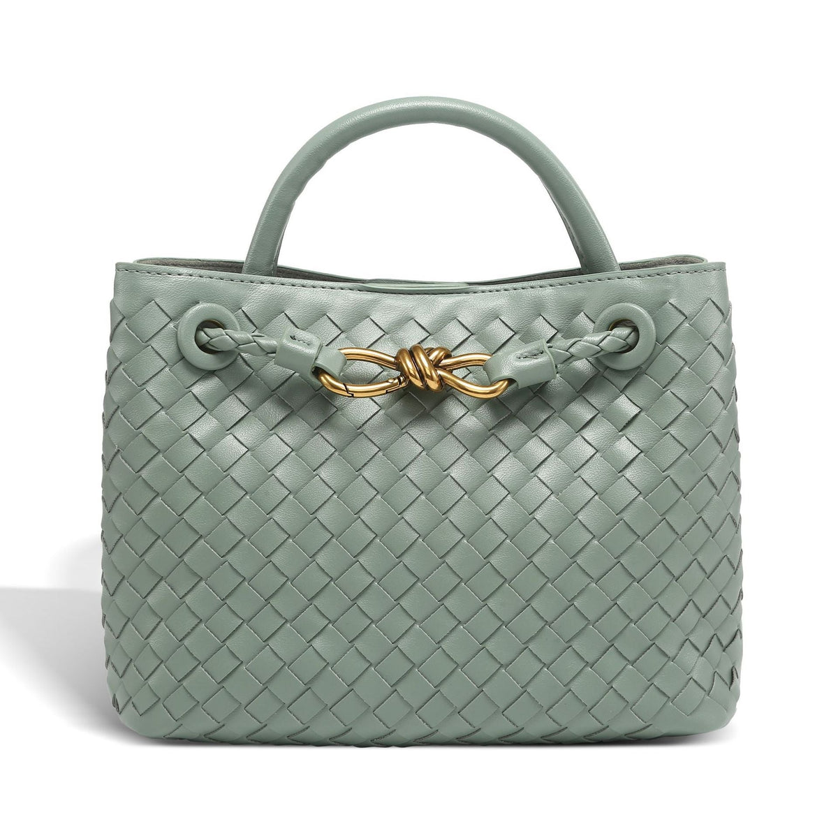 Women's Metal Cord Fastener Woven Portable Large Handbags