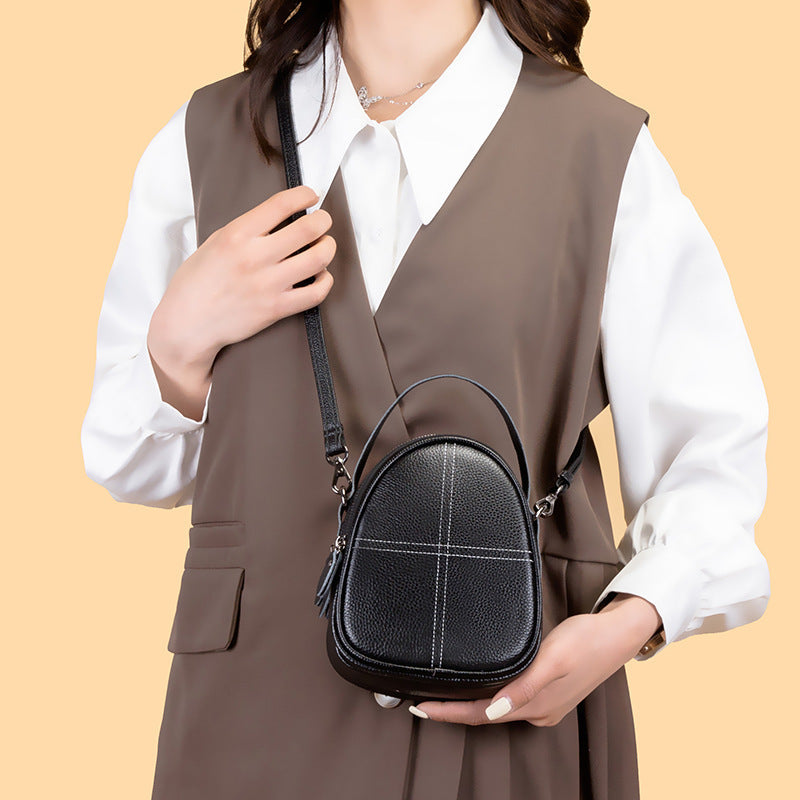 Women's Genuine Leather Fashion Trend Textured First Shoulder Bags
