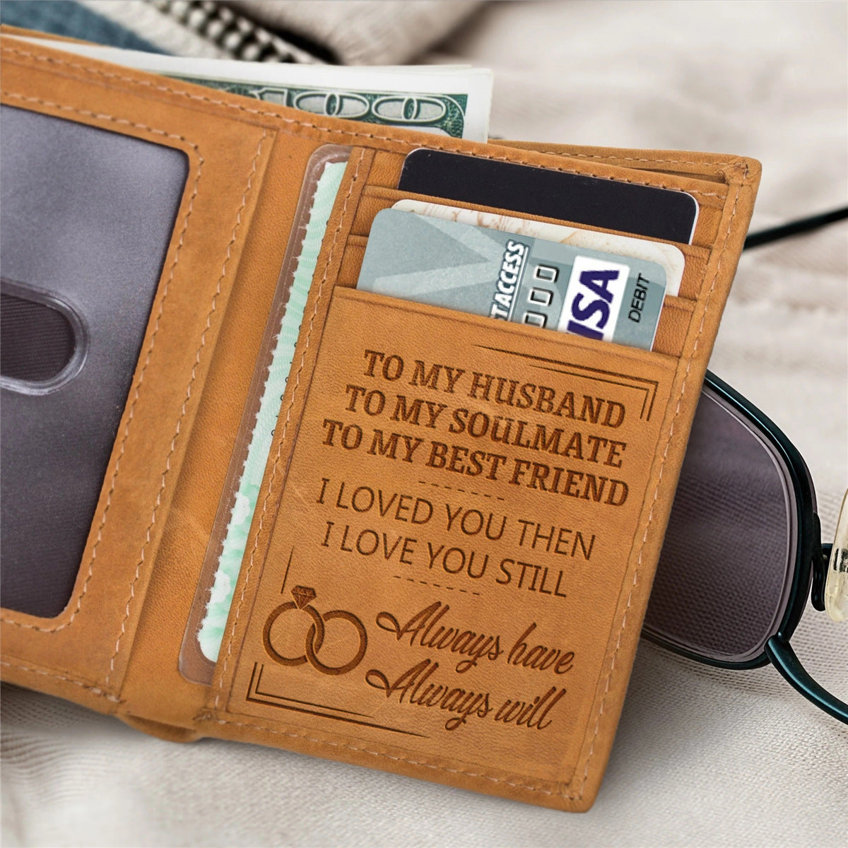 Men's For Husband Three-fold Crazy Horse Leather Men's Wallets