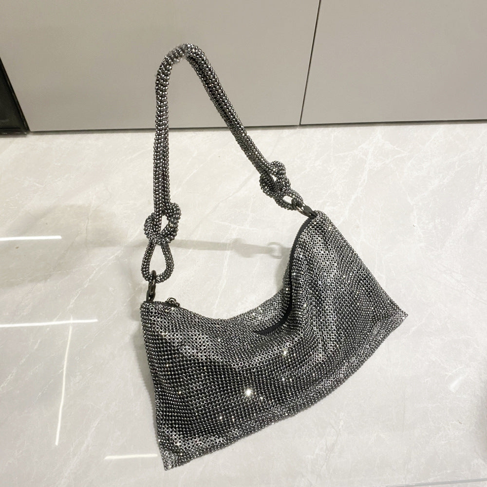 Attractive Women's Rhinestone Underarm Pink Clutch Shoulder Bags