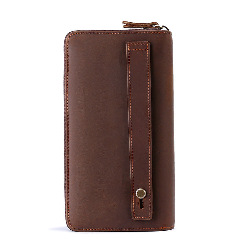 Men's Capacity Genuine Leather Clutch Crazy Horse Cigarette Mobile Men's Handbags