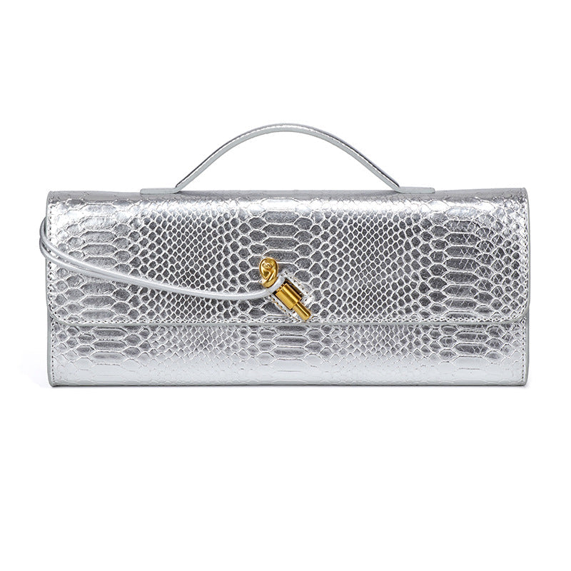 Crocodile Pattern Snake Clutch File Horizontal Crossbody Bags