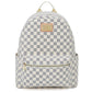 Women's Chessboard Plaid Retro Large Capacity Leather Backpacks
