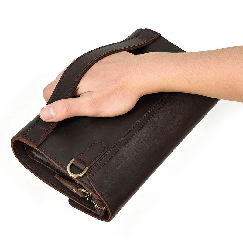 Men's Crazy Horse Leather Long First Layer Purses