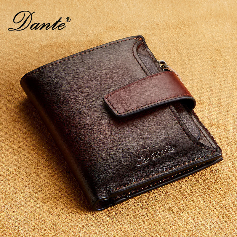 Men's Genuine Leather First Layer Cowhide Swiping Men's Wallets