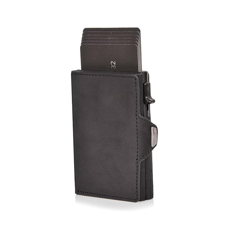 First Layer Crazy Horse Leather Aluminum Men's Wallets