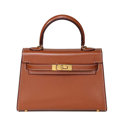 Women's Genuine Leather Shiny Patent Plain Kelly Shoulder Bags