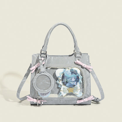 Two-dimensional Bowknot Cartoon Snacks Cute Sweet Contrast Shoulder Bags