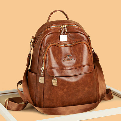 Women's Fashionable Large Capacity Soft Leather Backpacks