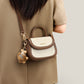 Women's Real Leather Contrast Color Saddle Bags