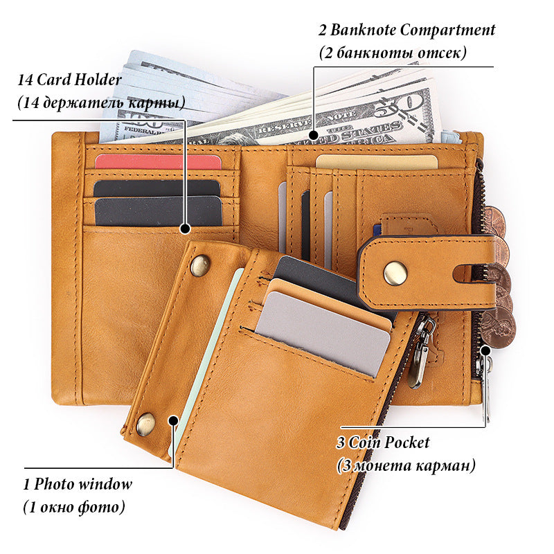 Short Leather First Layer Cowhide Usd Men's Wallets