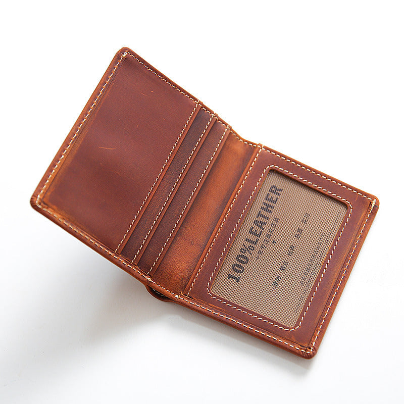 Women's & Men's & Cowhide Vintage Crazy Horse Leather Men's Wallets