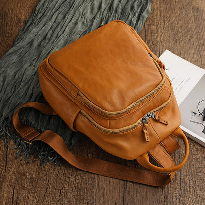 Vegetable Tanning Leather Waxing First Layer Water Dyed Retro Backpacks