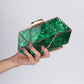 Women's Acrylic Metal Rhombus Elegant Chain Hand Evening Bags