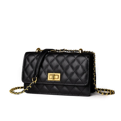 Women's Genuine Leather Chain Fashion Rhombus Cowhide Crossbody Bags