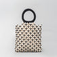 Women's Contrast Color Woven Commute Wooden Bead Shoulder Bags