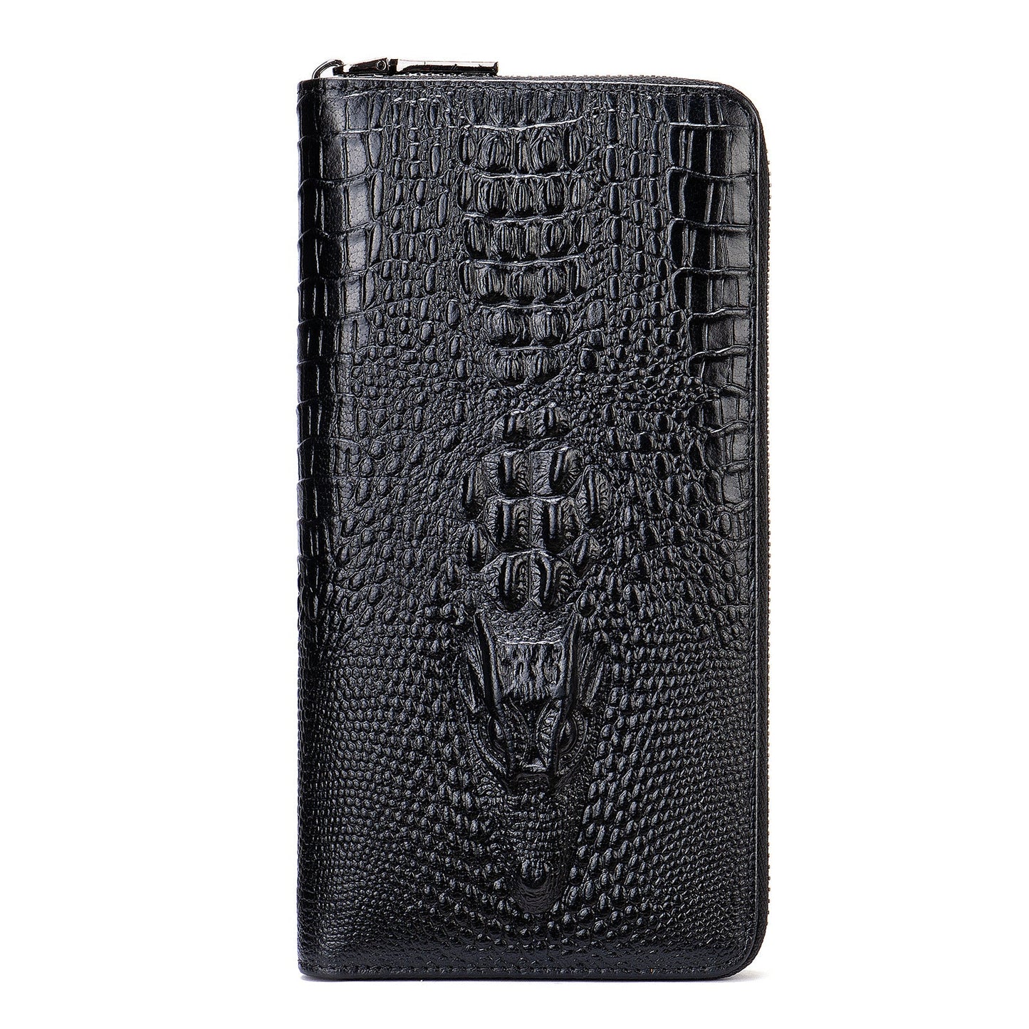 Men's Crocodile Pattern Cowhide Long Swiping Clutch Men's Wallets