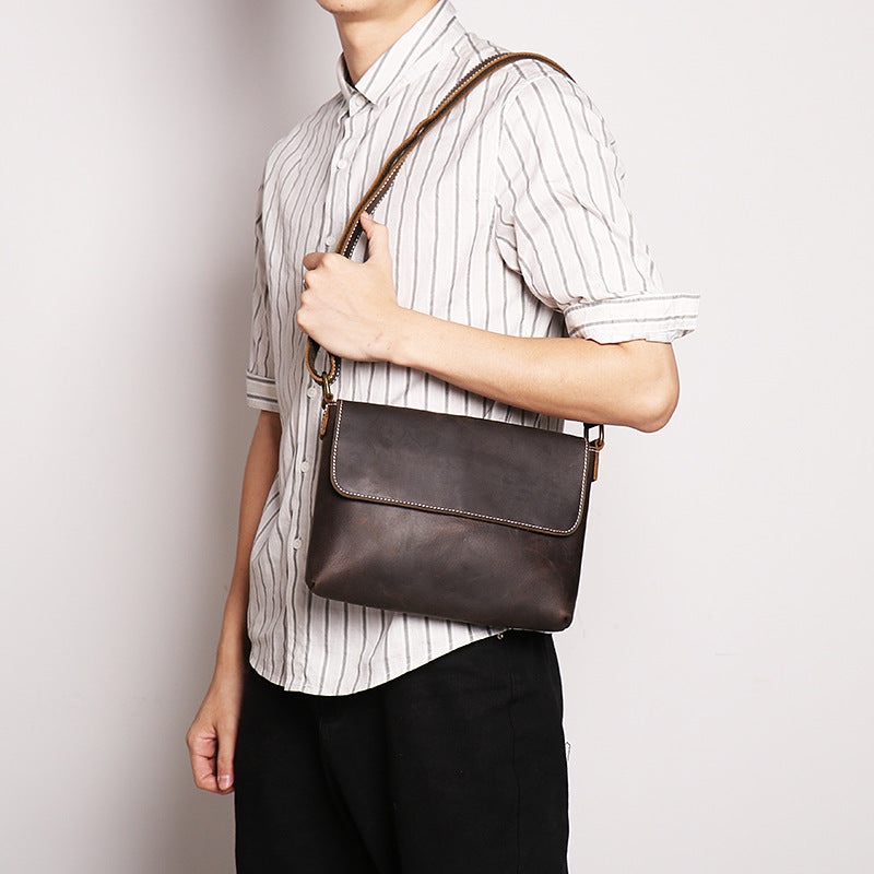 Women's & Men's Source Retro Simple Leather Crazy Horse Large Bags