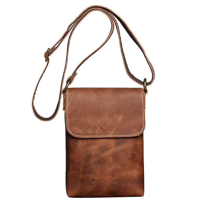 Men's & Women's Leather Crazy Horse Fashion Simple Mobile Men's Shoulder Bags