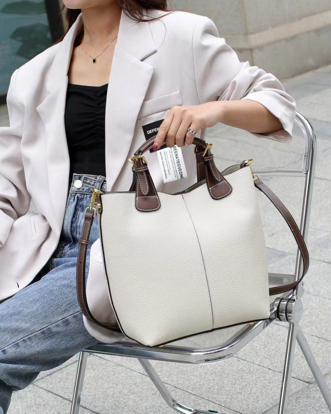 Women's Cowhide Large Capacity Combination Hand Carrying Cross Shoulder Bags