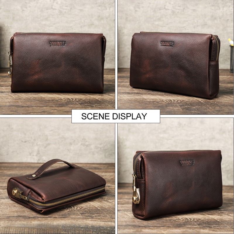 Men's Black Angel First Layer Cattlehide Leather Men's Handbags