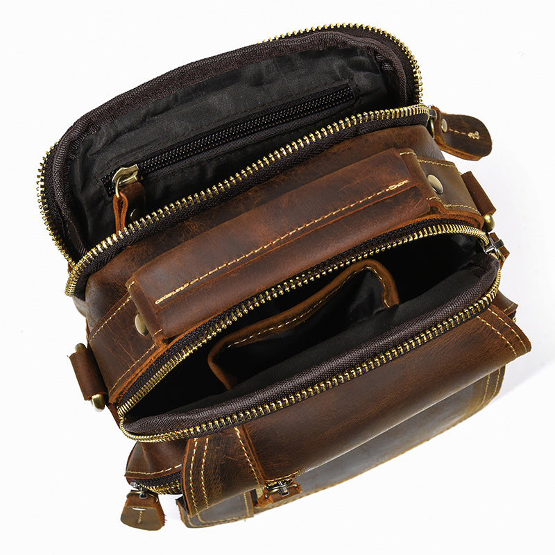 Men's Crazy Horse Leather Genuine Retro Top Men's Shoulder Bags