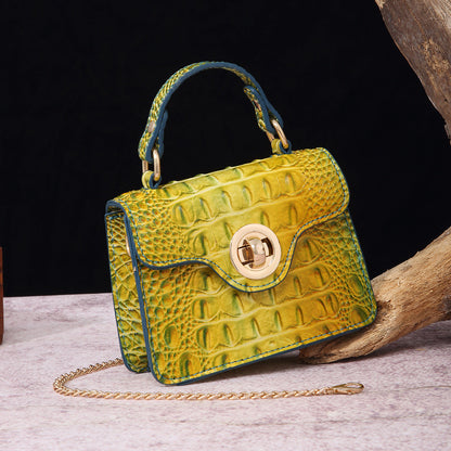 Women's Portable Retro Brahmin Crocodile Pattern Crossbody Bags