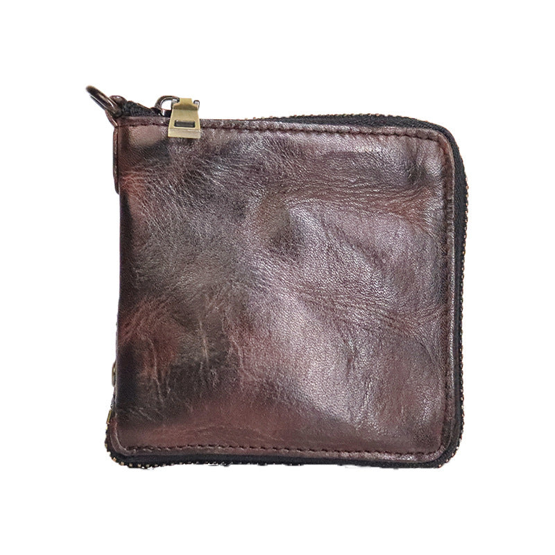 Leather Retro Short Vegetable Tanned Washed Cowhide Unique Men's Wallets