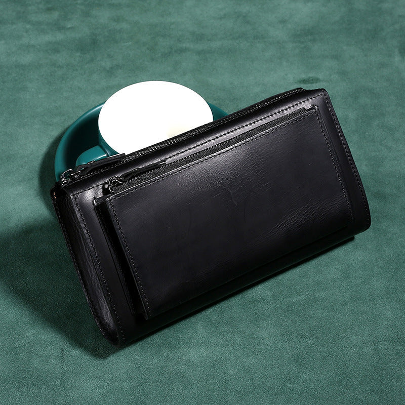 Men's Crazy Horse Leather Clutch Model Upgraded Version Genuine Hand Men's Handbags
