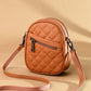 Women's Genuine Leather Fashionable Diamond Embroidery Thread Shoulder Bags