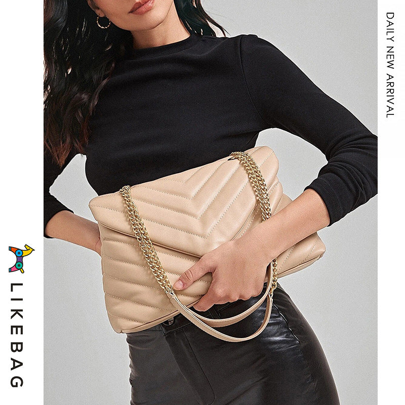 Women's Commuter Soft Metal Chain Embroidered Versatile Crossbody Bags