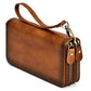 Men's Crazy Horse Leather Long Real Zipper Cowhide Men's Wallets