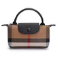 Women's Canvas Plaid Leather High Sense Fashion Shoulder Bags